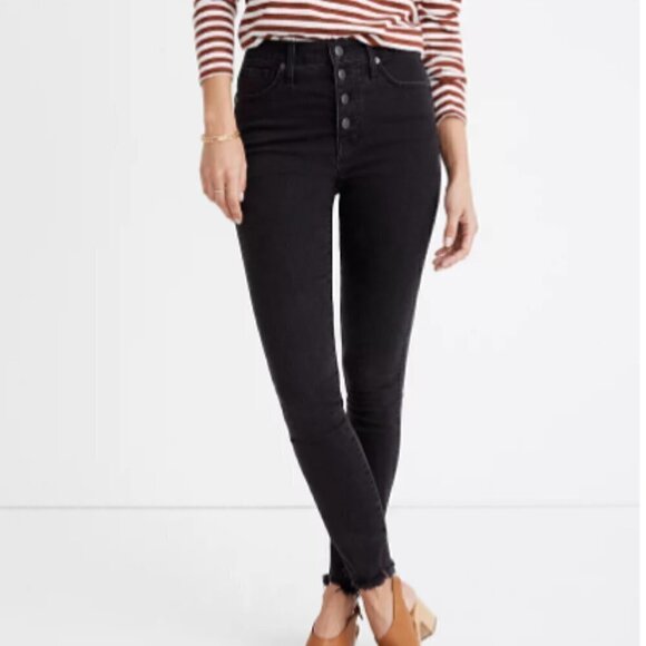 NEW Madewell Petite 10" High-Rise Skinny Jeans in Berkeley Black: Button-Through - Picture 1 of 5